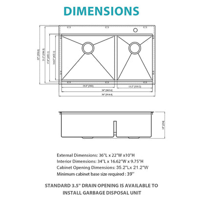 Top Mount Drop In Double Bowl Kitchen Sink With A