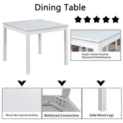 5pc dining table set with crystal-edge trim and upholstered chairs by Unique Piece Furniture on Tampa Home & Garden Store