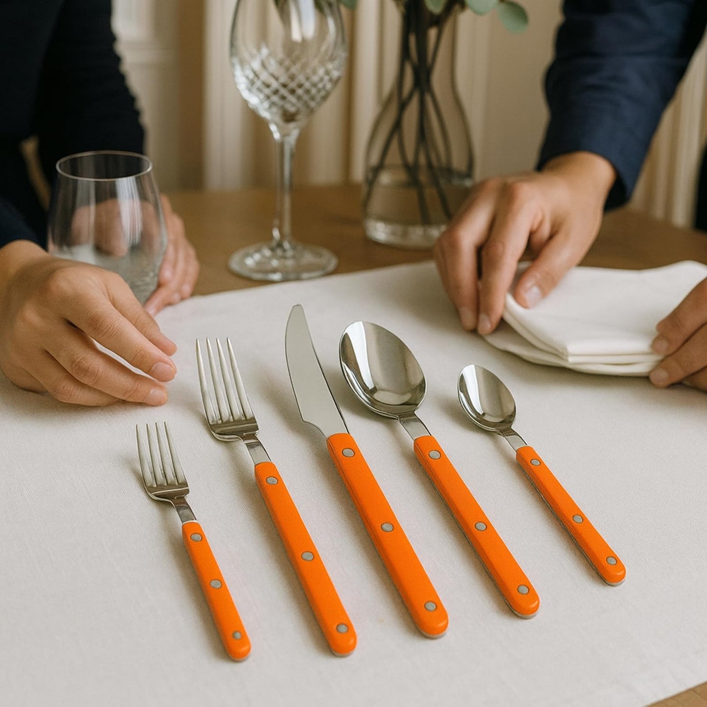 Premium 20 Piece Orange Stainless Steel Flatware