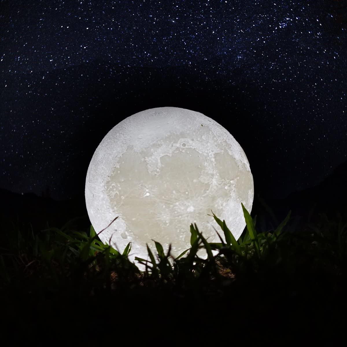 Moon lamp night light with 3D-printed lunar surface and warm white glow Stevvex on Tampa Home & Garden Store