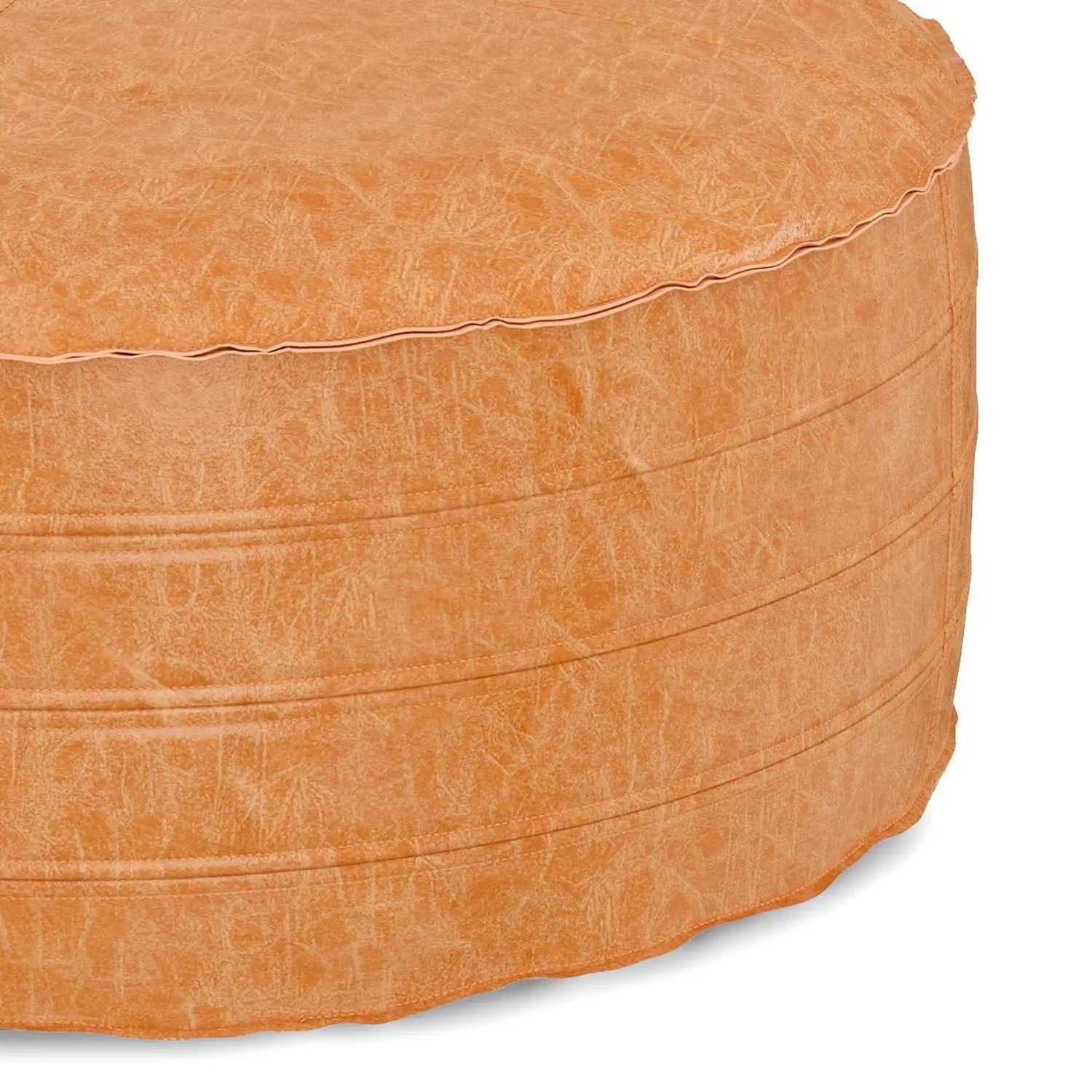Brody Round Pouf orange textured faux leather by Unique Piece Furniture on Tampa Home & Garden Store