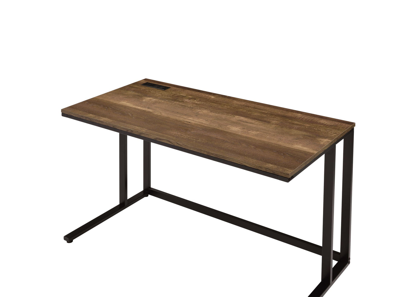 Tyrese Writing Desk with USB by HouseOfZazla, wood tabletop and black metal legs on Tampa Home & Garden Store
