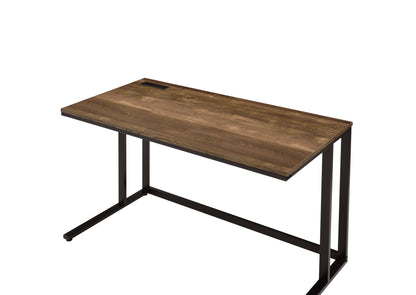 Tyrese Writing Desk with USB by HouseOfZazla, wood tabletop and black metal legs on Tampa Home & Garden Store