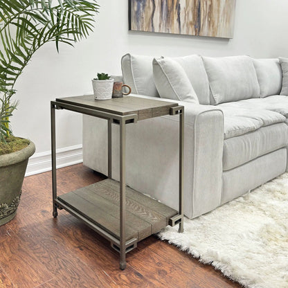 Corbeta 3-piece metal frame wood coffee table with chairside tables set aged graphite brown on Tampa Home & Garden Store