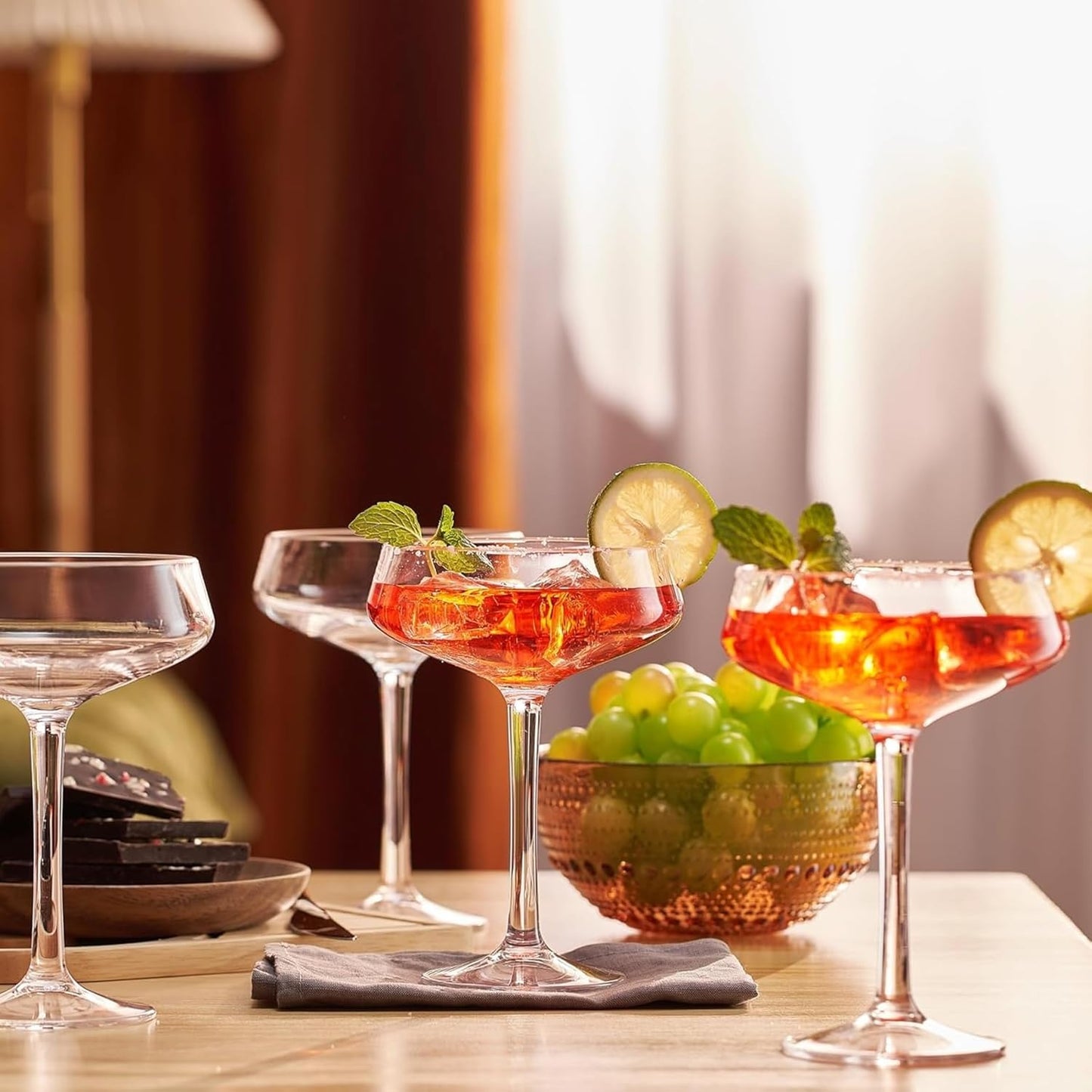 Set of 4 Clear Acrylic Coupe Cocktail Glasses