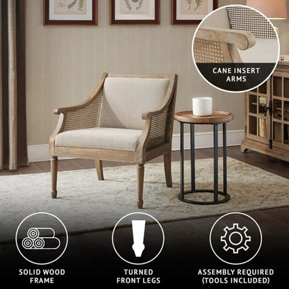 Transitional Cane Armchair and Cushion Natural