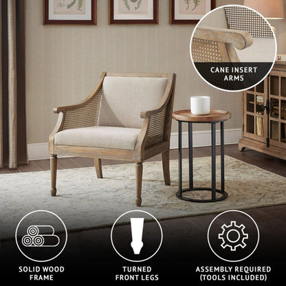 Transitional Cane Armchair and Upholstered Seat