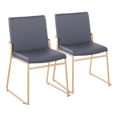 Dutchess Contemporary Dining Chair Pair in dark gray upholstery with gold-tone metal frame on Tampa Home & Garden Store