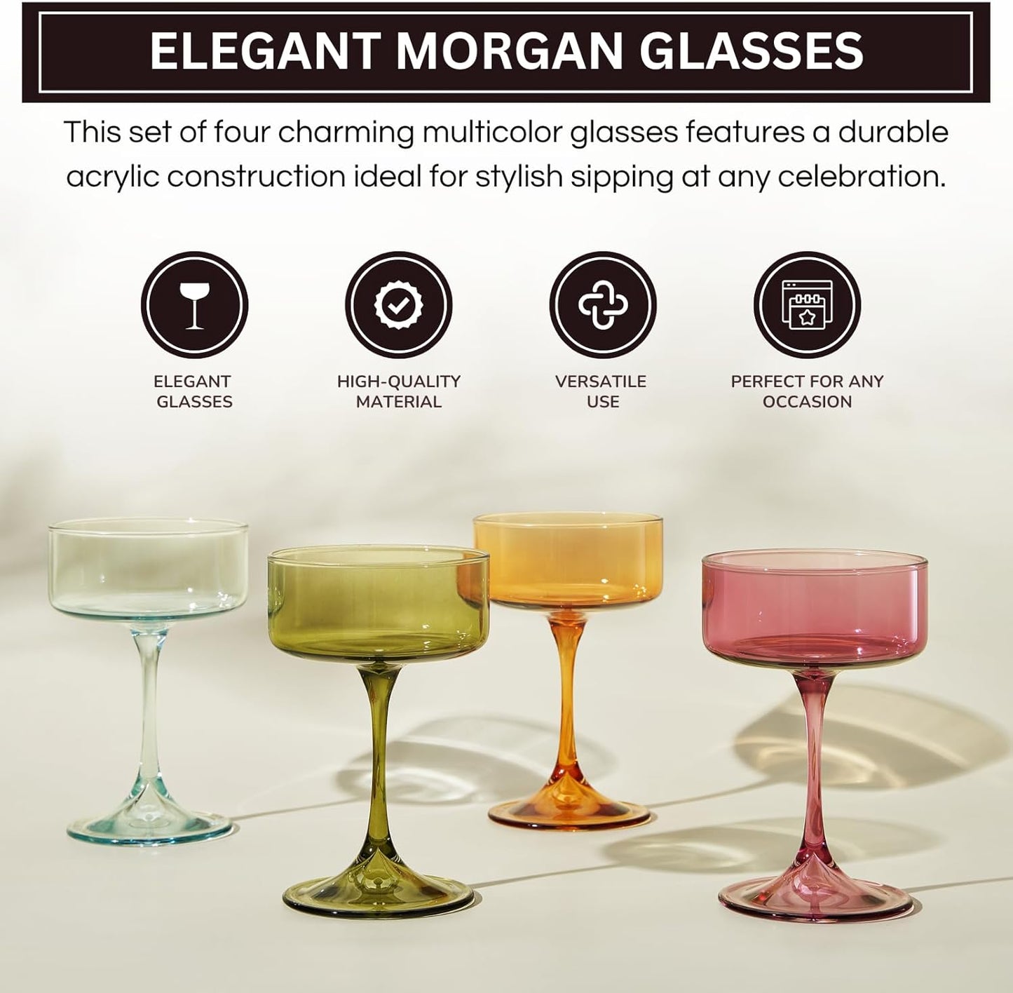 Khen Premium Four Multicolor Champagne Coupe Set