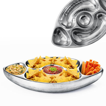 Silver Brass Football Chip and Dip Serving Bowl
