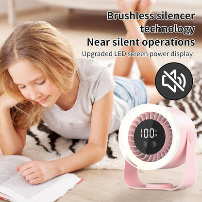 Portable Desk Fan | USB Rechargeable with 10-Speed Quiet Operation | Compact Design for Efficient Cooling
