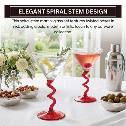 Spiral Stem Martini Glasses and Premium Barware