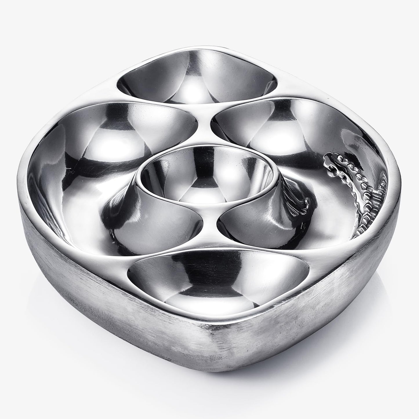 Silver Brass Football Chip and Dip Serving Bowl