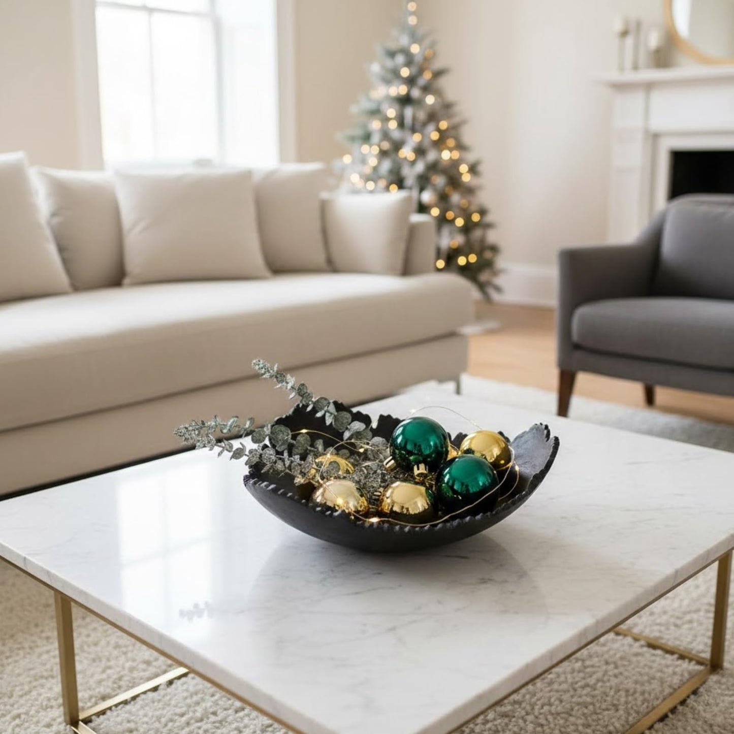 Black Decorative Platter Bowl and Aluminum Tray