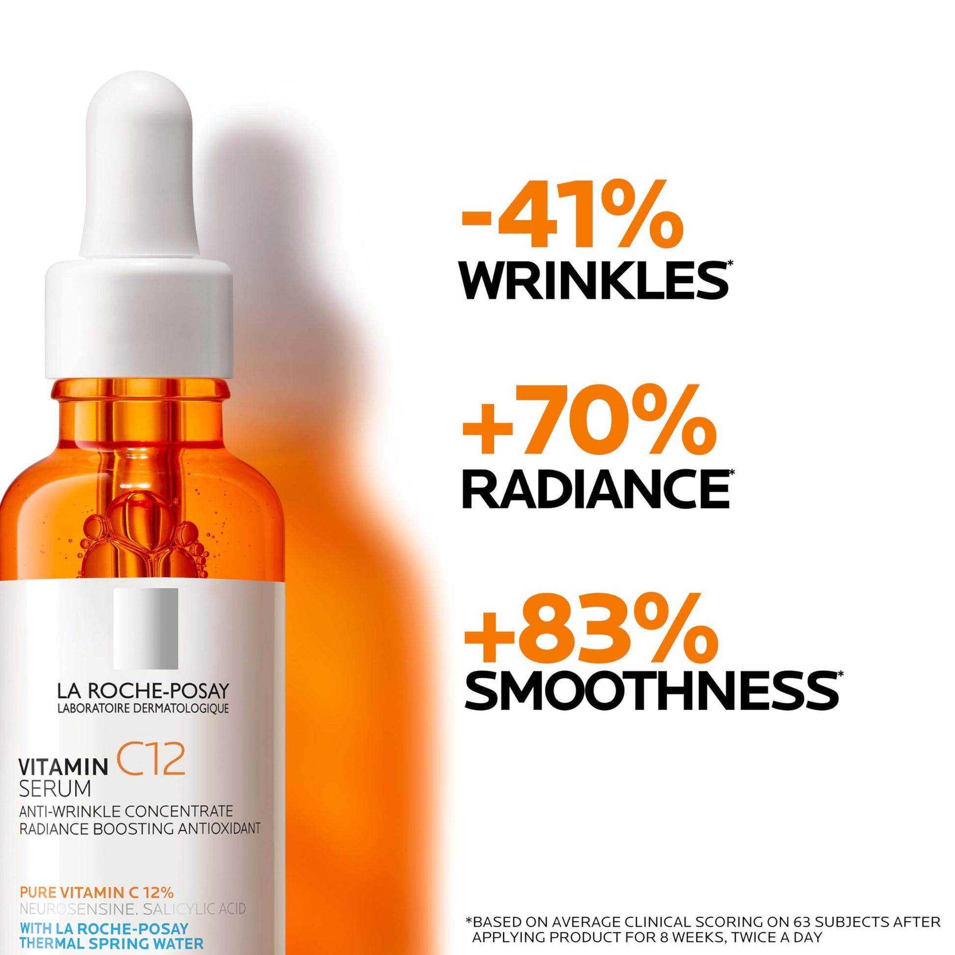 La Roche-Posay vitamin C serum bottle with white dropper cap on orange glass bottle on Tampa Home & Garden Store