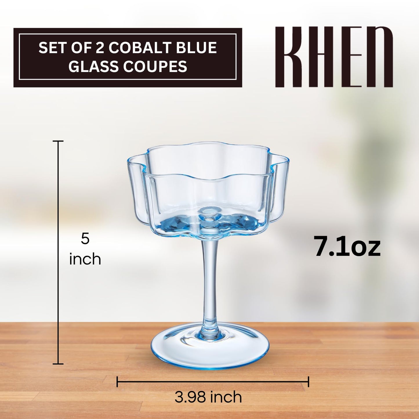 Cobalt Blue Wave Coupe Glasses Set of Two