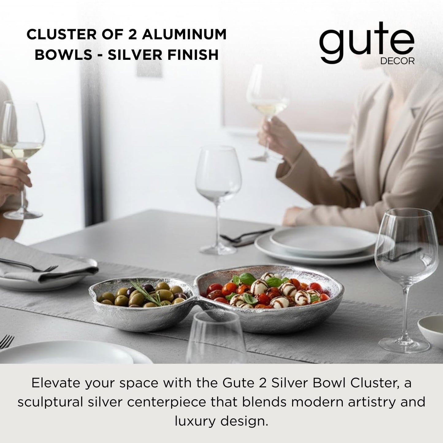 A Pair Of Silver Cluster Decorative Serving Bowls
