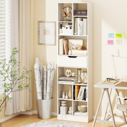 71inch Tall Freestanding Bookcase with Drawer 10-Cube Storage Organizer