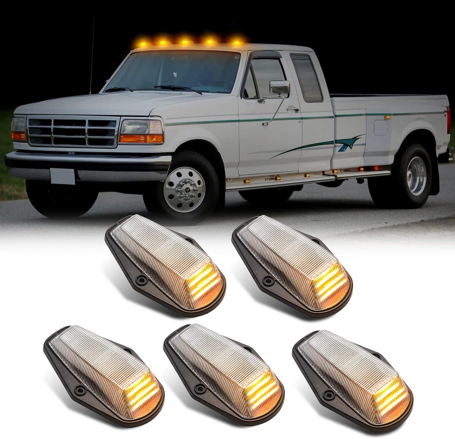 1984–1998 Ford F250 Super Duty cab lights clear smoked white amber LED roof lights on Tampa Home & Garden Store