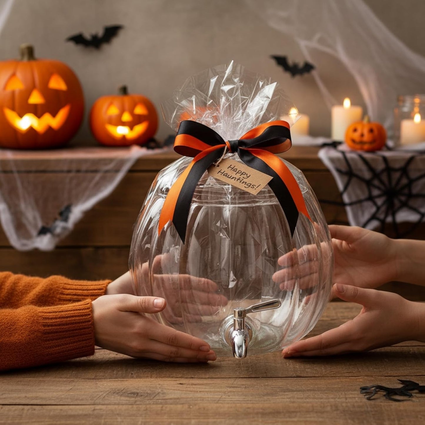 Glass Pumpkin Drink Dispenser And Party Bowl