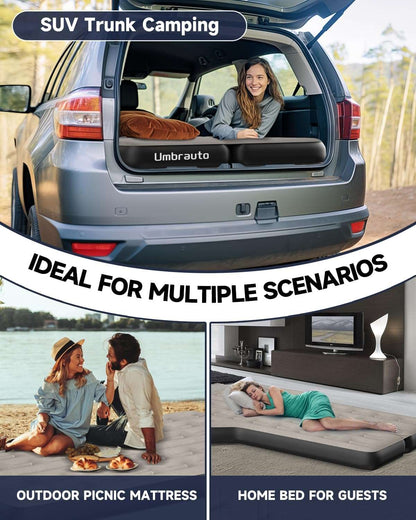 Umbrauto SUV air mattress 3.0 thickened khaki grey installed in trunk for SUV camping on Tampa Home & Garden Store