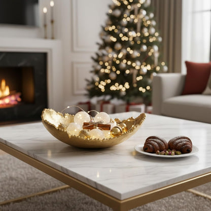 Gold Platter Bowl And Modern Table Centerpiece