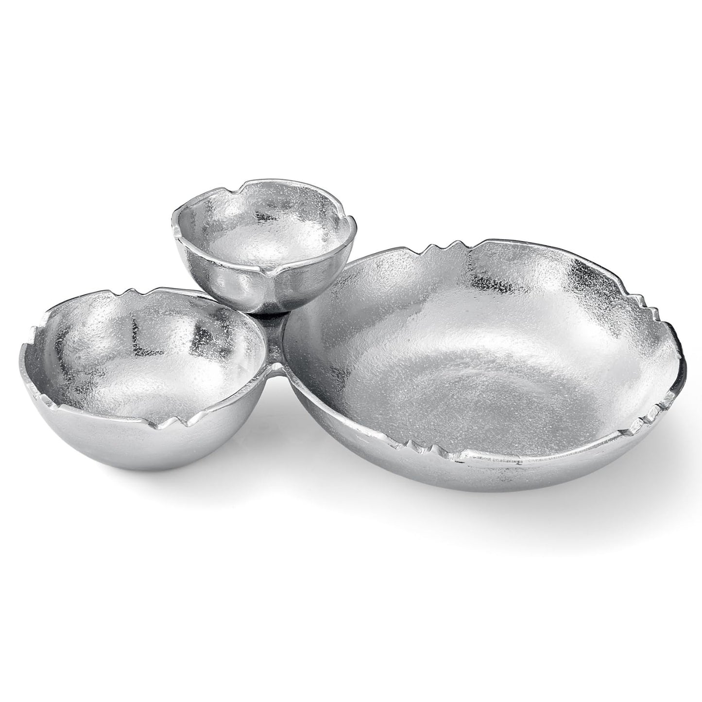 the Three Silver Bowl Cluster Snack Serving Tray