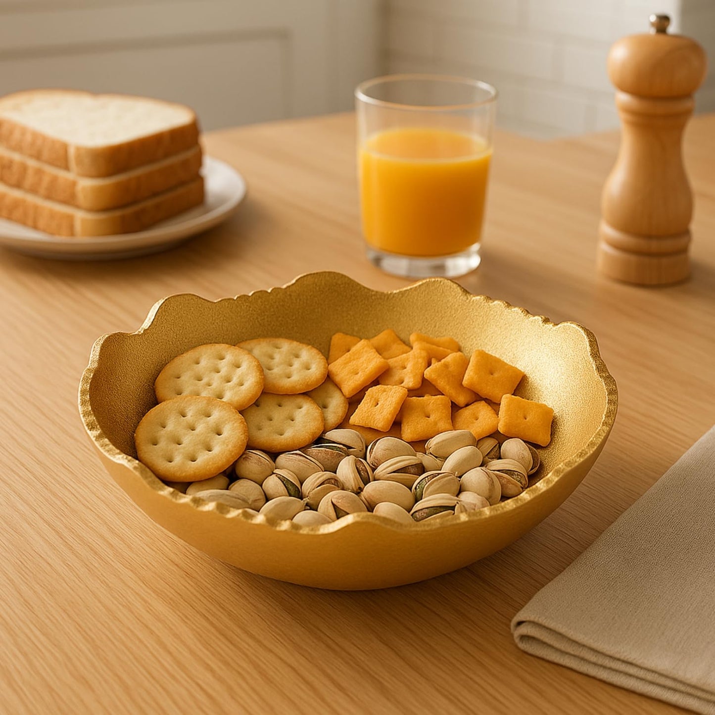 Gold Brass Half Moon Decorative Centerpiece Bowl
