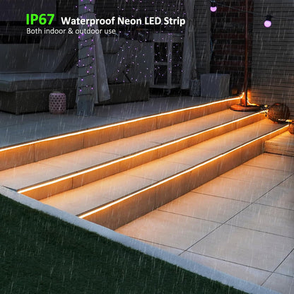 SLN01 – bande lumineuse LED néon COB sans points, 16,4 pieds (5M), DC24V, 60W, IP67, 10x10MM, pour l'extérieur, variable, basse tension, corde en Silicone