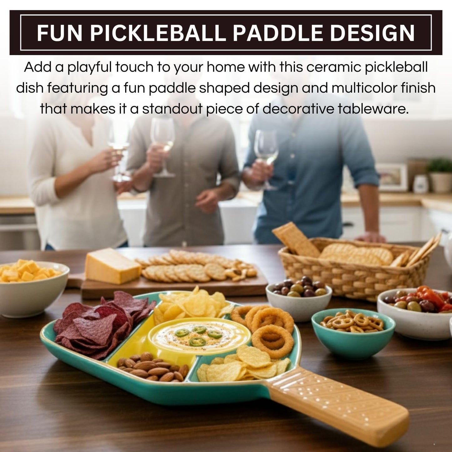 Ceramic Pickleball Paddle Serving Tray Platter