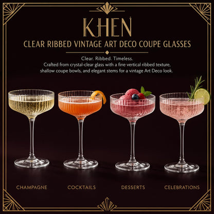 Como Ribbed Champagne Coupe Glassware Set of 12