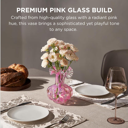Soft Pink Glass Flower Vase and Spring Decor