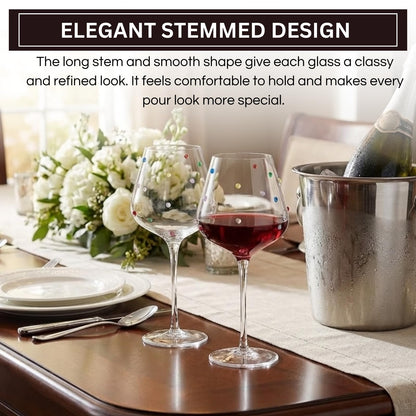 Confetti Stemmed Wine Glasses Clear Set of 2