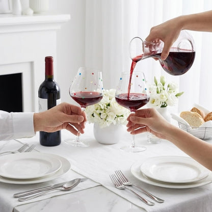 Confetti Stemmed Wine Glasses Clear Set of 2