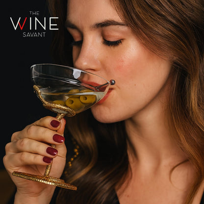 Gold Snake Serpent and Cocktail Glasses Set