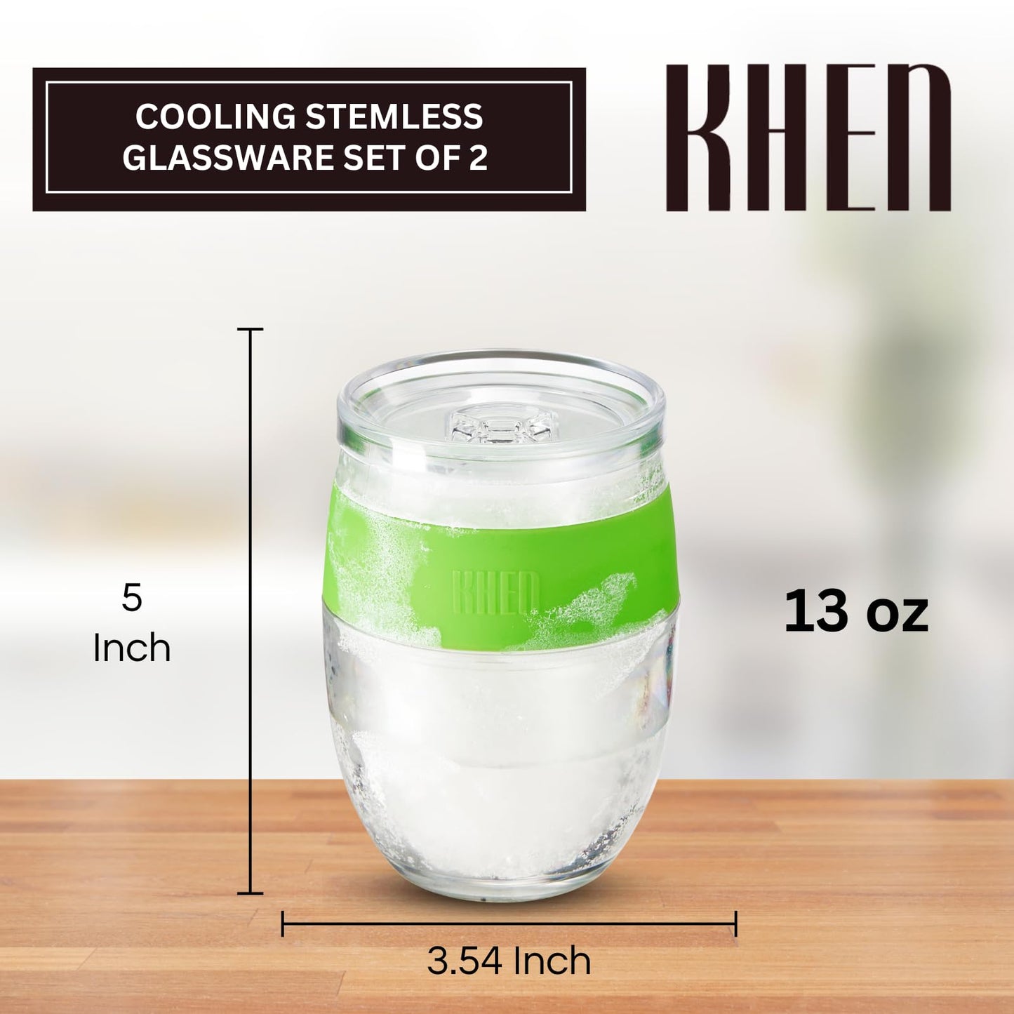 Stemless Acrylic Wine Glasses Set Of Two Green