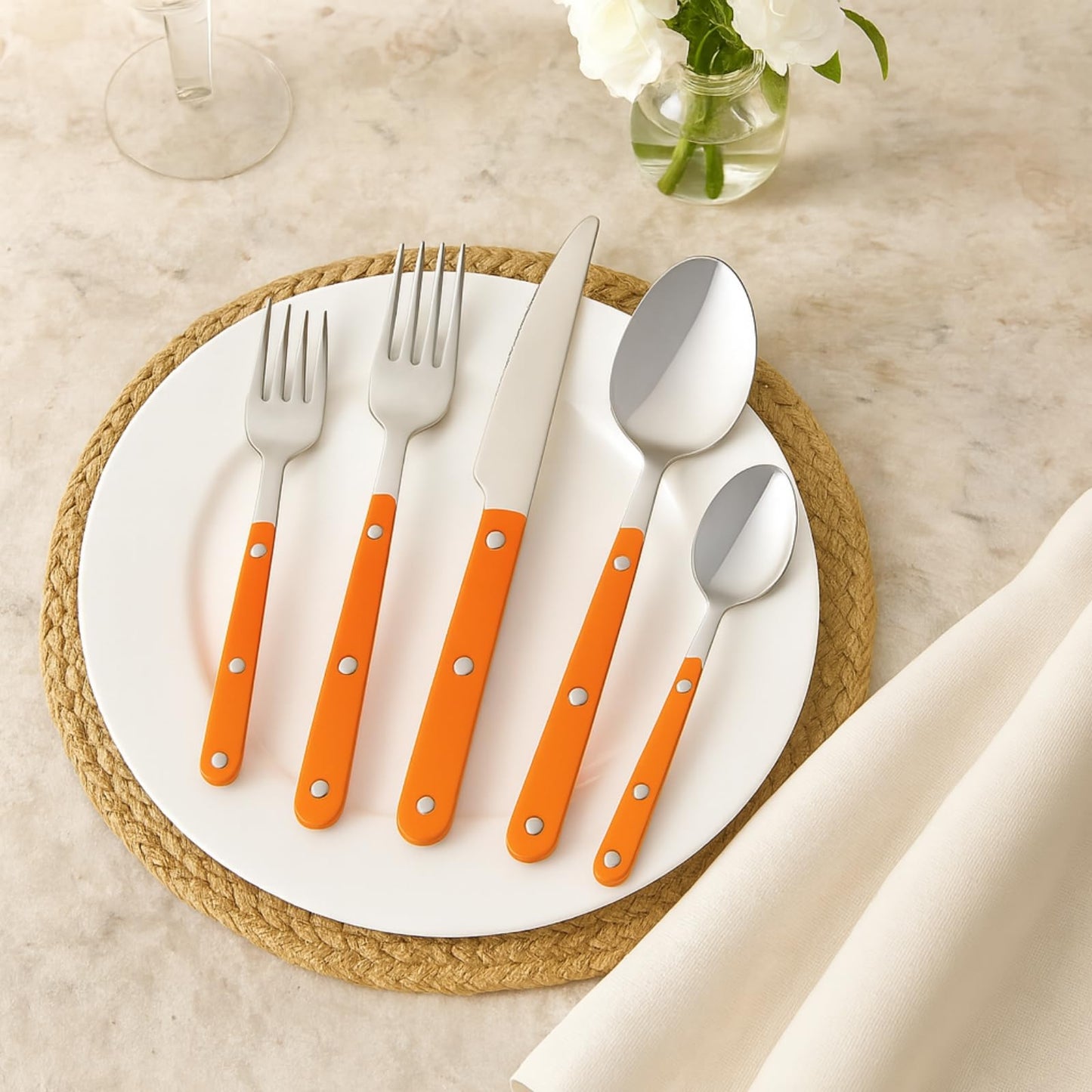 Premium 20 Piece Orange Stainless Steel Flatware