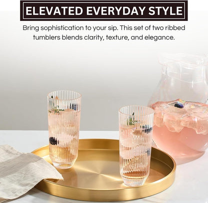 Khen Acrylic Ribbed Drinking Glasses Set of 2