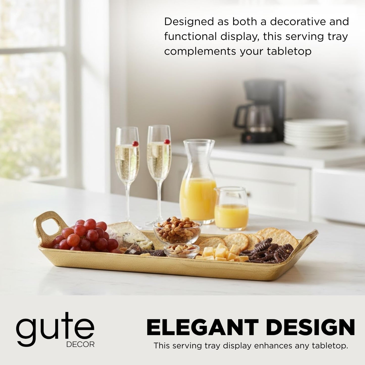 Small Gold And Aluminum Decorative Serving Tray