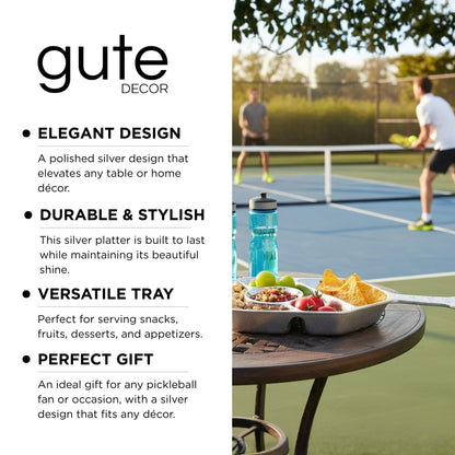 Decorative Silver Pickleball Serving and Tray