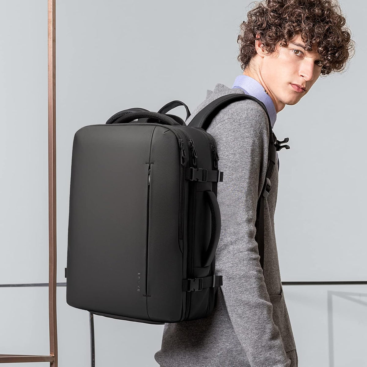 Expandable Travel Backpack 26–45L laptop bag in black with dual zippers by Moktan Sabai on Tampa Home & Garden Store