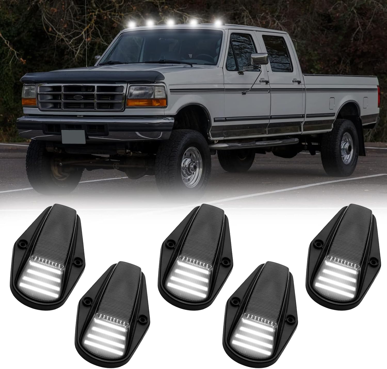 1984-1998 Ford F-250 Super Duty LED roof cab lights, clear smoked white amber, 6-pack on Tampa Home & Garden Store