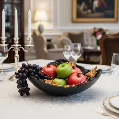 Black Decorative Platter Bowl and Aluminum Tray