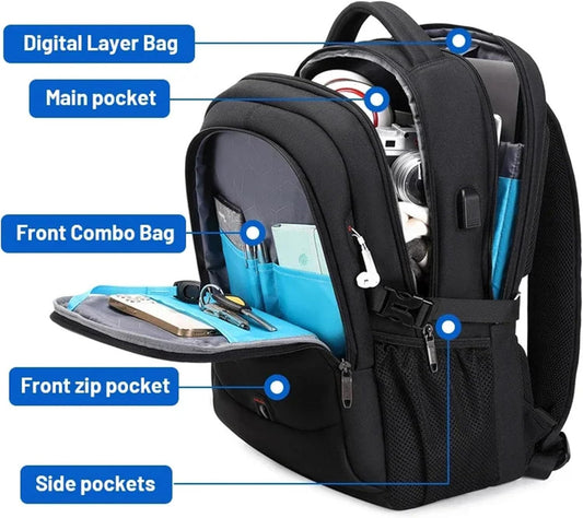 Waterproof Laptop Backpack 15.6 Inch Travel Business Anti Theft Black - Tampa Home & Garden Store