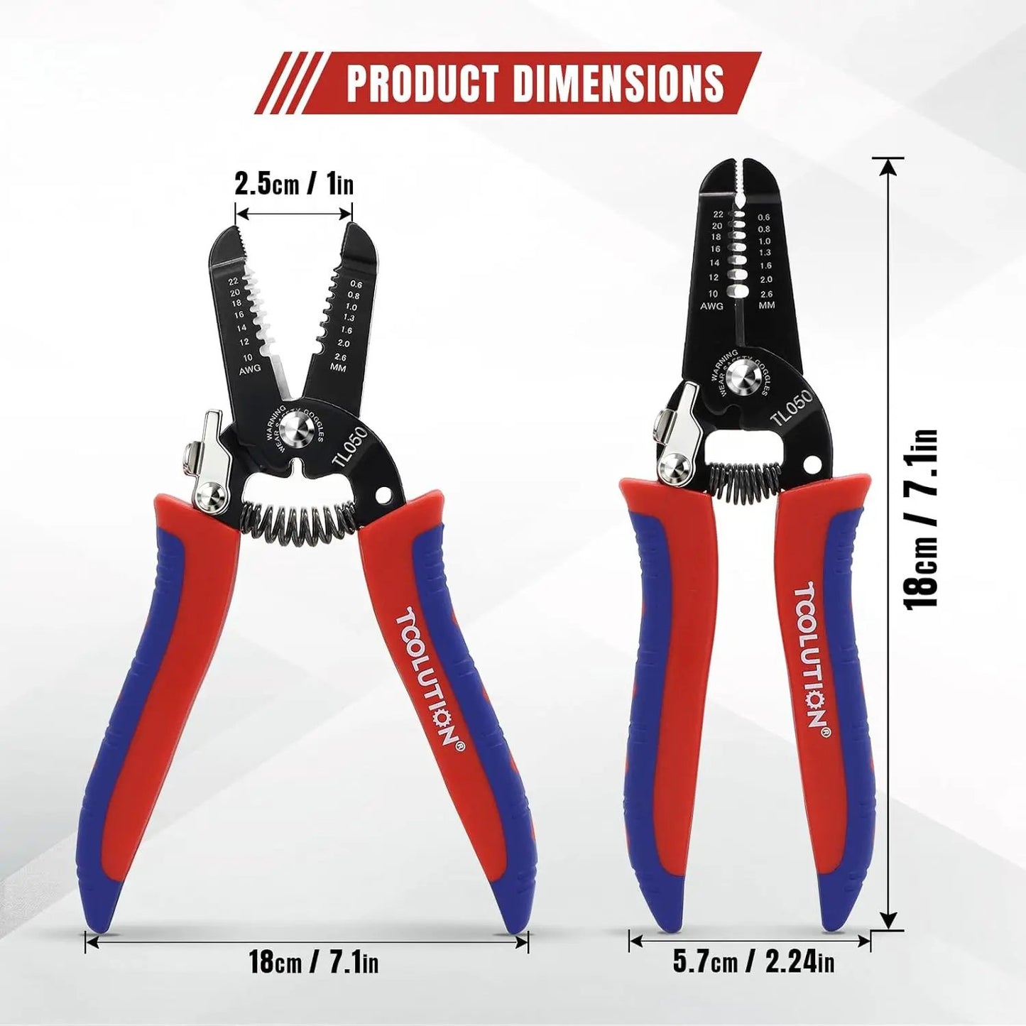 Kings pair of professional Wire Stripper and Cutter pliers with red/blue handles, adjustable jaws on Tampa Home & Garden Store