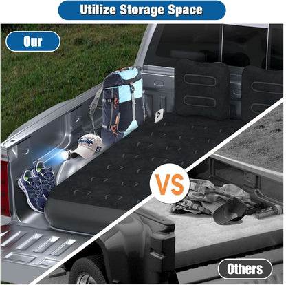 Umbrauto truck bed air mattress 5.5–6.5 ft with wireless rechargeable pump in pickup bed on Tampa Home & Garden Store