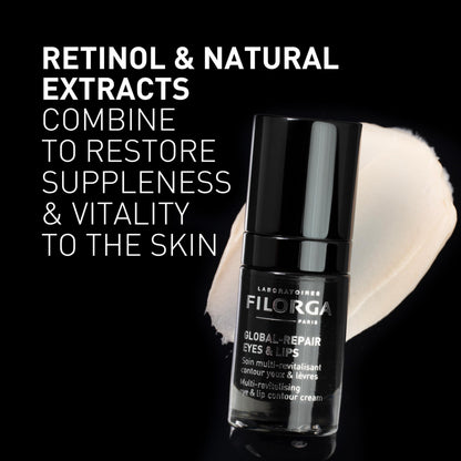 Filorga Global-Repair Eyes & Lips eye cream bottle, black glass with white label, 15ml on Tampa Home & Garden Store