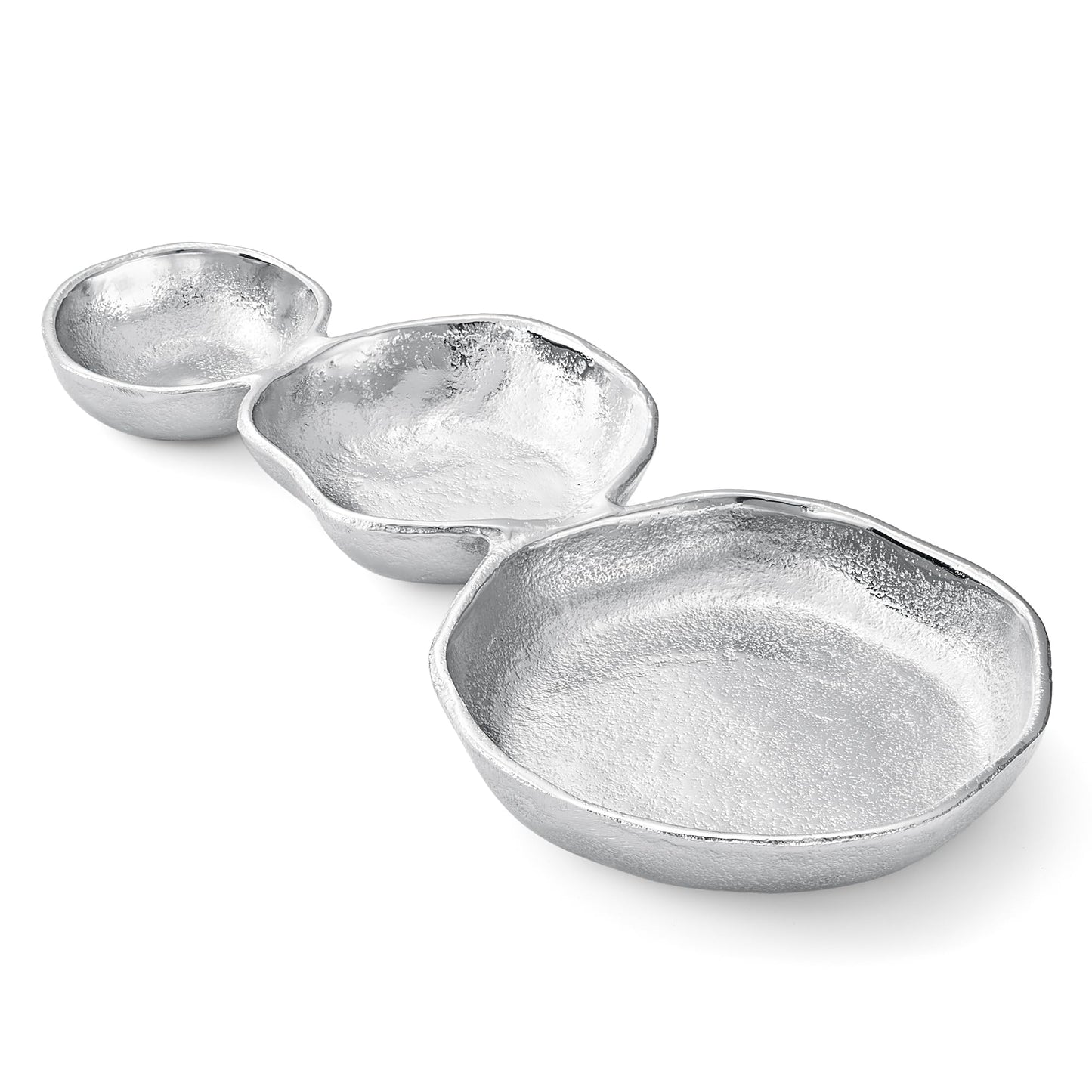 Cluster of Bright Silver Decorative Snack Bowls