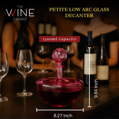 Blush Pink Low Arc Handblown Glass Decanter