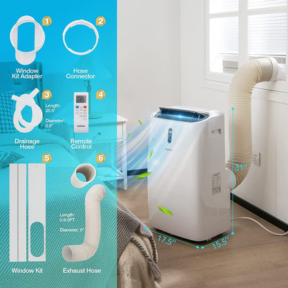 Aire Acondicionado Portátil 4 en 1 de 12000 BTU con Control Inteligente-Blanco